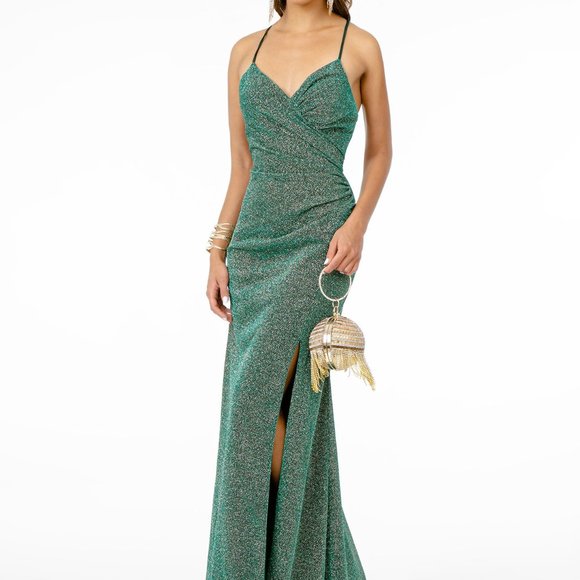 GLS Collective Dresses & Skirts - Sheath Glittered Leg Slit Evening Dress GSGL1831